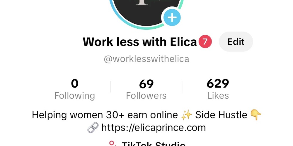 TikTok profile before — 69 followers